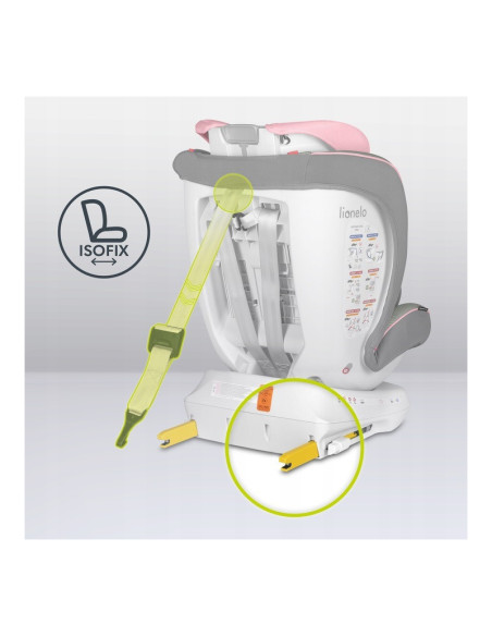 BN-LO-BASTIAAN_ONE_PINK_BABY,Lionelo - Scaun auto Bastiaan One Pozitie de somn, Protectie laterala, Rotire 360 grade, Top Tether