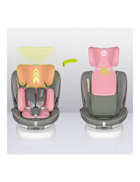 BN-LO-BASTIAAN_ONE_PINK_BABY,Lionelo - Scaun auto Bastiaan One Pozitie de somn, Protectie laterala, Rotire 360 grade, Top Tether