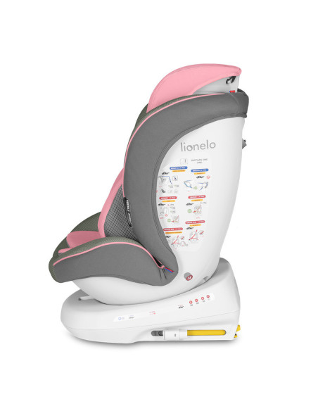 BN-LO-BASTIAAN_ONE_PINK_BABY,Lionelo - Scaun auto Bastiaan One Pozitie de somn, Protectie laterala, Rotire 360 grade, Top Tether