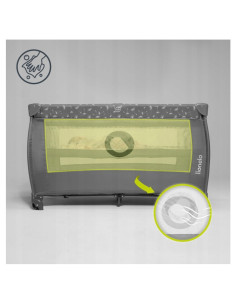 BN-LO-STEFI_PLUS_GREY_WHITE,Lionelo - Patut pliant cu doua nivele, Stefi Plus, Cu intrare laterala cu fermoar, 2 roti, 120x60 cm 2