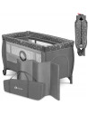 BN-LO-STEFI_PLUS_GREY_WHITE,Lionelo - Patut pliant cu doua nivele, Stefi Plus, Cu intrare laterala cu fermoar, 2 roti, 120x60 cm