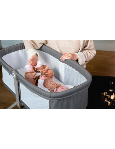 BN-LO-MALIN_GREY_STONE,Lionelo - Patut balansoar Malin, 3 in 1, Pliabil, 0-9 kg, Geanta Transport, Asamblare Rapida, Ultra-Usor,