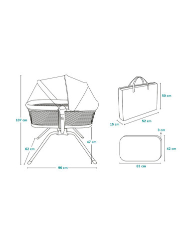 BN-LO-MALIN_GREY_STONE,Lionelo - Patut balansoar Malin, 3 in 1, Pliabil, 0-9 kg, Geanta Transport, Asamblare Rapida, Ultra-Usor,