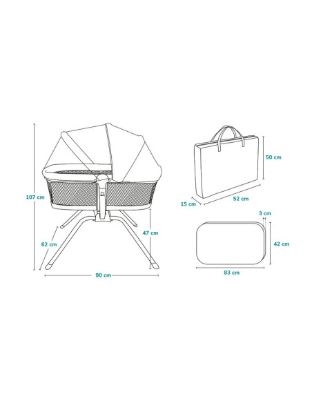 BN-LO-MALIN_GREY_STONE,Lionelo - Patut balansoar Malin, 3 in 1, Pliabil, 0-9 kg, Geanta Transport, Asamblare Rapida, Ultra-Usor,