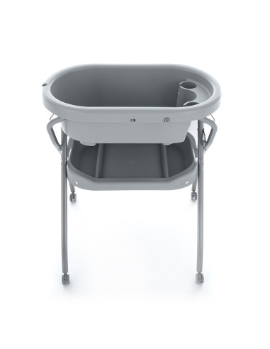 BN-771902,Petite&Mars - Cadita 3 in 1, Spa, Cu masuta de infasat si spatiu de depozitare, Pliabila, Cu roti si sistem de scurger