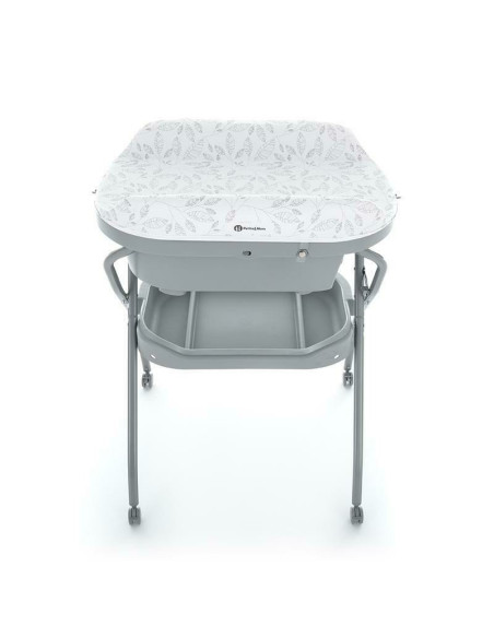 BN-771902,Petite&Mars - Cadita 3 in 1, Spa, Cu masuta de infasat si spatiu de depozitare, Pliabila, Cu roti si sistem de scurger