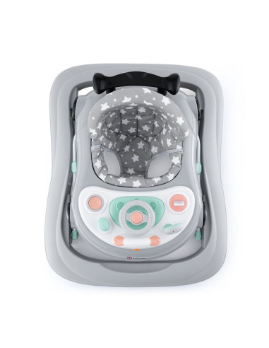 BN-857902,Petite&Mars - Premergator muzical cu panou interactiv si lumini Cabrio, Inaltime reglabila pe 3 pozitii, 6 luni+, Gri