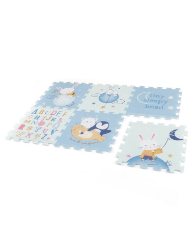 BN-436072,Petite&Mars - Covoras puzzle din spuma, Format din 6 piese reversibile, 116x174x1.5 cm, Multicolor