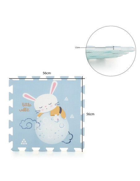 BN-436072,Petite&Mars - Covoras puzzle din spuma, Format din 6 piese reversibile, 116x174x1.5 cm, Multicolor