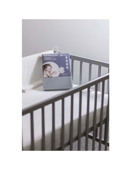 BN-313112,Petite&Mars - Cearceaf impermeabil cu eleastic, Soft Dream Dry, Lavabil la masina pana la 95 de garde, 120x60 cm, Gri