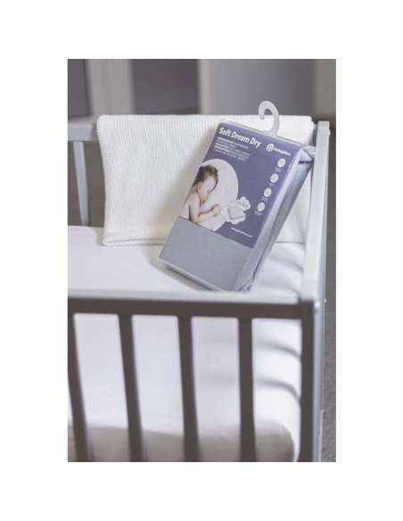 BN-313401,Petite&Mars - Cearceaf impermeabil cu eleastic, Soft Dream Dry, Lavabil la masina pana la 95 de garde, 120x60 cm, Alb