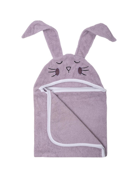 BN-48174,Prosop mare de baie cu urechi Bunny, Bubaba, 6 - 36 luni, Dimensiune mare 110 x 75 cm, Lilac