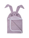 BN-48174,Prosop mare de baie cu urechi Bunny, Bubaba, 6 - 36 luni, Dimensiune mare 110 x 75 cm, Lilac