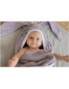 BN-48174,Prosop mare de baie cu urechi Bunny, Bubaba, 6 - 36 luni, Dimensiune mare 110 x 75 cm, Lilac