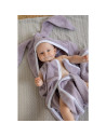 BN-48174,Prosop mare de baie cu urechi Bunny, Bubaba, 6 - 36 luni, Dimensiune mare 110 x 75 cm, Lilac