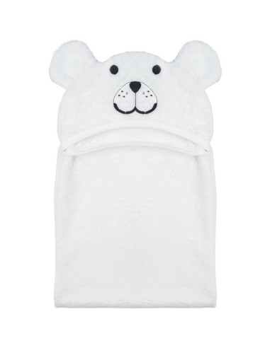 BN-66849,Prosop mare de baie cu urechi Teddy Bear, Bubaba, 6 - 36 luni, Dimensiune mare 110 x 75 cm, White