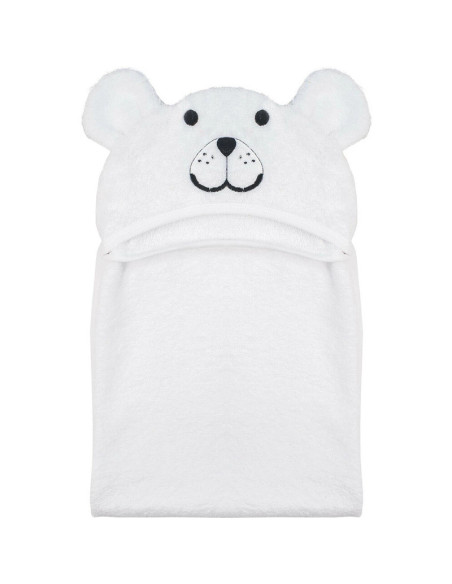 BN-66849,Prosop mare de baie cu urechi Teddy Bear, Bubaba, 6 - 36 luni, Dimensiune mare 110 x 75 cm, White