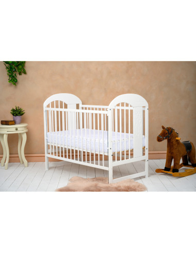 BN-QMJUL8CM03AL,Qmini - Patut din lemn Julia II Elefantel 120x60 cm, Cu laterala culisanta, Din lemn de pin, Stabil si rezistent