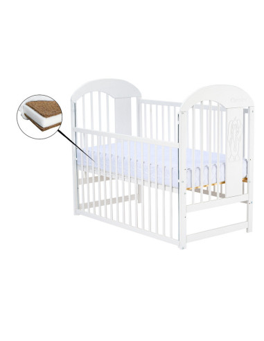 BN-QMJUL8CM03AL,Qmini - Patut din lemn Julia II Elefantel 120x60 cm, Cu laterala culisanta, Din lemn de pin, Stabil si rezistent