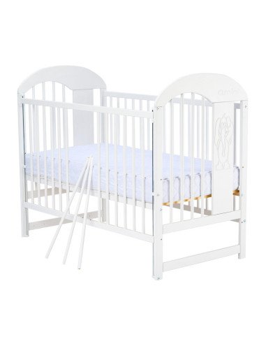 BN-QMJUL8CM03AL,Qmini - Patut din lemn Julia II Elefantel 120x60 cm, Cu laterala culisanta, Din lemn de pin, Stabil si rezistent