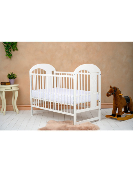 BN-QMJUL10CM03AL,Qmini - Patut din lemn Julia II Elefantel 120x60 cm, Cu laterala culisanta, Din lemn de pin, Stabil si rezisten