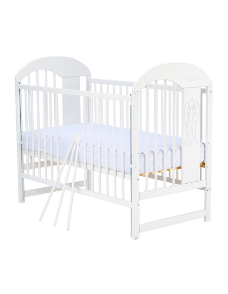 BN-QMJUL10CM03AL,Qmini - Patut din lemn Julia II Elefantel 120x60 cm, Cu laterala culisanta, Din lemn de pin, Stabil si rezisten