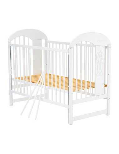 BN-QMJUL10CM03AL,Qmini - Patut din lemn Julia II Elefantel 120x60 cm, Cu laterala culisanta, Din lemn de pin, Stabil si rezisten