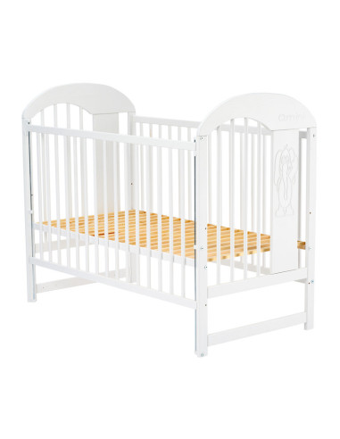 BN-QMJUL10CM03AL,Qmini - Patut din lemn Julia II Elefantel 120x60 cm, Cu laterala culisanta, Din lemn de pin, Stabil si rezisten