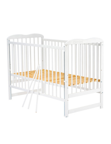 BN-QMAGA8CM03AL,Qmini - Patut din lemn Agata 120x60 cm, Cu laterala culisanta, Din lemn de pin, Stabil si rezistent, Inaltime sa