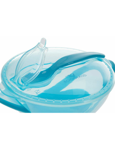 BN-BOC0546,Bocioland - Castron cu ventuza si lingurita, Fara BPA, 360 ml, 6 luni+, Turcoaz