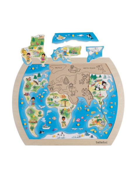 BEL10151,Puzzle din lemn O lume intreaga Beleduc