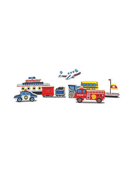 MD3725,Puzzle lemn in relief Mijloace de transport Melissa and Doug