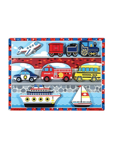 MD3725,Puzzle lemn in relief Mijloace de transport Melissa and Doug