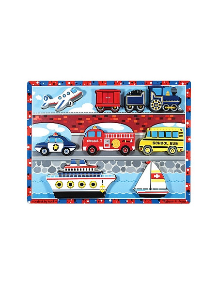 MD3725,Puzzle lemn in relief Mijloace de transport Melissa and Doug
