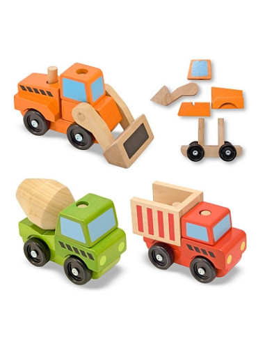 MD3076,Vehicule utilitare pentru constructii din lemn Melissa and Doug