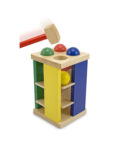 MD3559,Turnul din lemn cu ciocan si bile Melissa and Doug