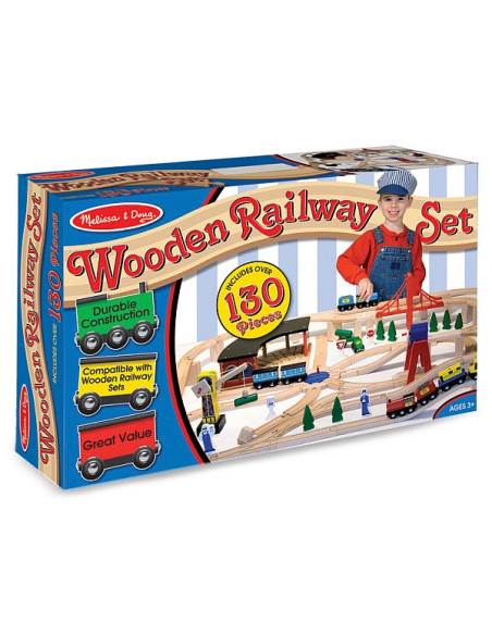 MD0701,Set Trenulet din lemn cu depou Melissa and Doug