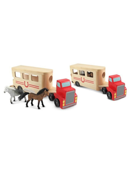 MD4097,Camion Transportor de Cai cu Remorca Melissa and Doug MD4097,Camion Transportor de Cai cu Remorca Melissa and Doug