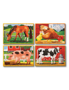 MD3793,Set 4 puzzle lemn in cutie Animale domestice Melissa and Doug