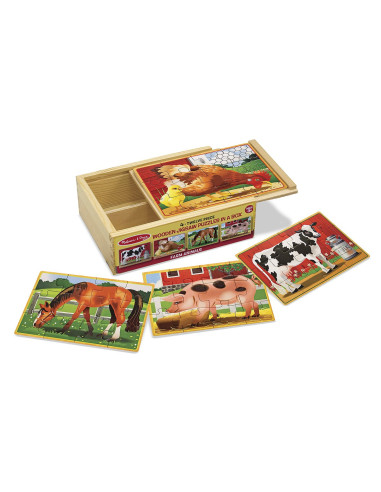 MD3793,Set 4 puzzle lemn in cutie Animale domestice Melissa and Doug