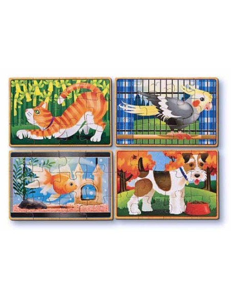 MD3790,Set 4 puzzle lemn in cutie Animale de companie Melissa and Doug