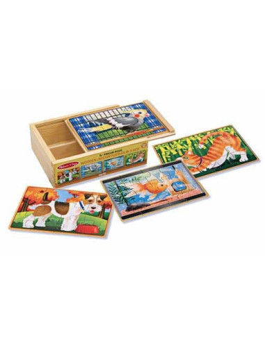 MD3790,Set 4 puzzle lemn in cutie Animale de companie Melissa and Doug