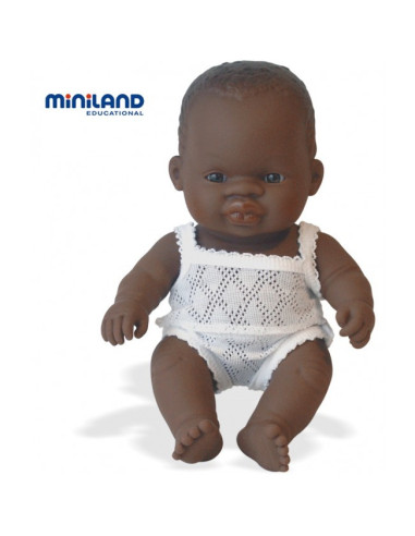 ML31123,Baby african baiat Miniland Papusa 21cm