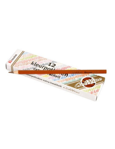 E061011,Set 12 creioane colorate Goldline 3.7 mm Maro deschis - Heutink