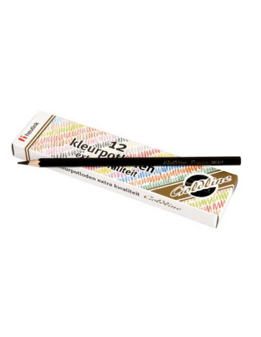 E061012,Set 12 creioane colorate Goldline 3.7 mm Negru - Heutink