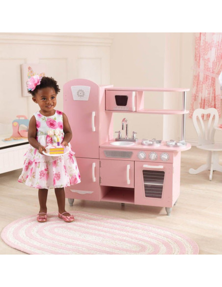 KK53347,Bucatarie de joaca din lemn Vintage Roze