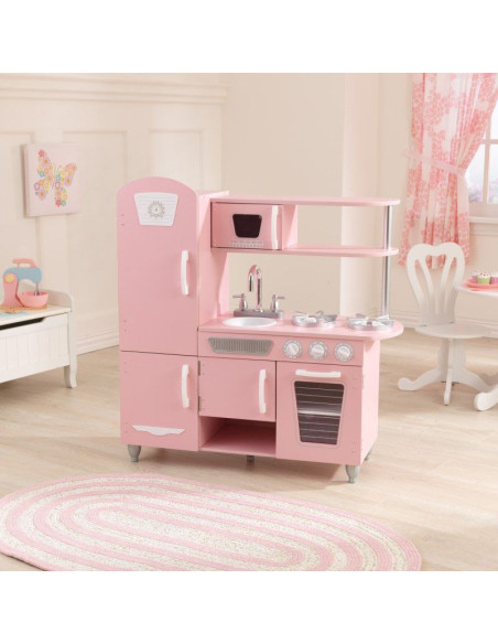 KK53347,Bucatarie de joaca din lemn Vintage Roze