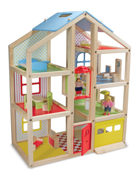 MD2462,Casuta de papusi din lemn mobilata Melissa and Doug