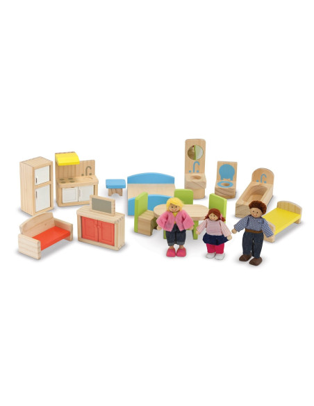 MD2462,Casuta de papusi din lemn mobilata Melissa and Doug
