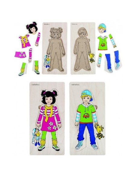 BEL17058,Puzzle lemn Imbracam copiii Beleduc